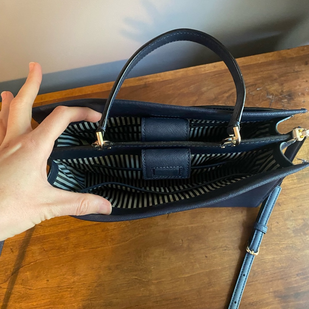 Kate Spade Navy Blue Triple Compartment Crossbody Shoulder bag Satchel - Picture 2 of 7